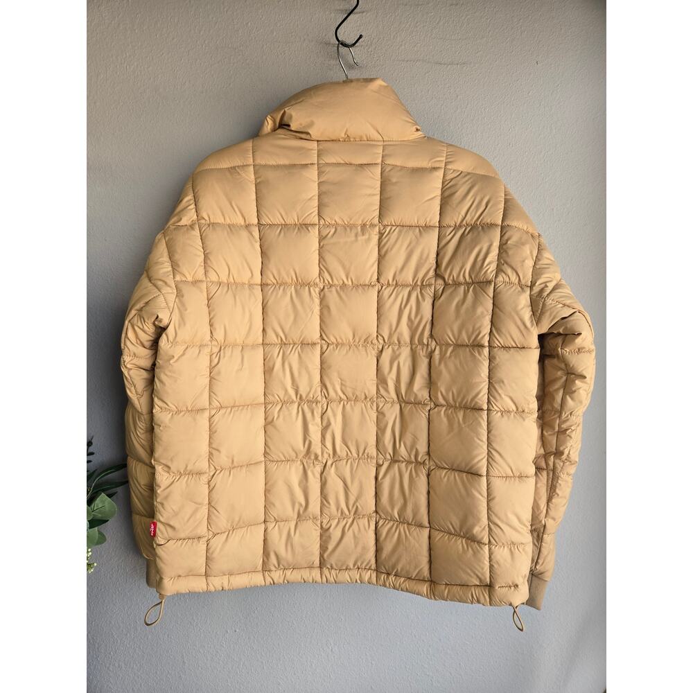 Levi's 733 Box Quilted Puffer Jacket Tan Beige S Small Pockets Full Zip - Picture 6 of 9